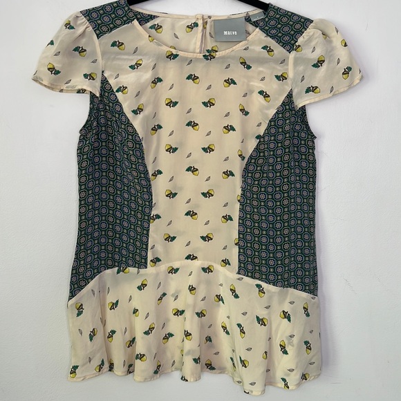 Anthropologie Tops - Anthropologie Maeve Oak acorn print silk
